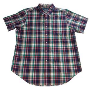 Ralph Lauren Mens XXL Shirt Classic Fit Plaid Short Sleeve Button Front